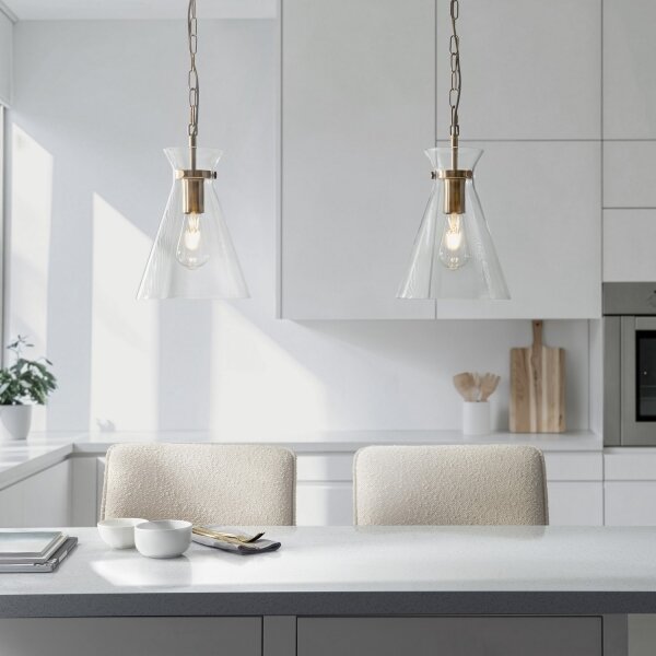 Endon 112859 - Candelabru pe lanț HARLOW 1xE27/10W/230V alamă