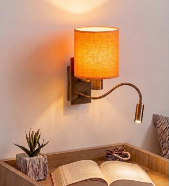 Brilagi - Aplică de perete LED flexibilă NUBILA 1xE27/25W/230V + LED/3W alamă/portocaliu