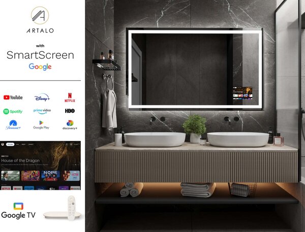 SMART oglindă LED cu iluminare M7 + SmartScreen with Google TV