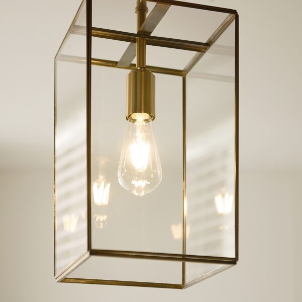Endon 119141 - Lustru suspendat cu lanț HAMMOND 1xE27/10W/230V 21,5x21,5 cm alamă
