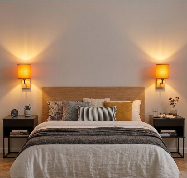 Brilagi - Lampă de perete NUBILA WOOD 1xE27/25W/230V stejar/negru/portocaliu