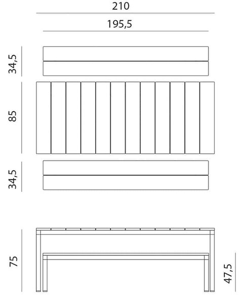 Set Exterior Nardi - Set Rio Bench Alu - Antracite