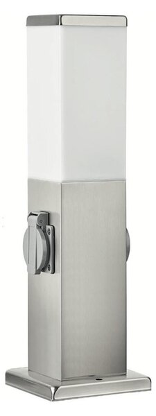 Brilagi - Lampă de exterior cu 2 prize Schuko NOVA, 1xE27/15W/230V, 40 cm, IP44, crom