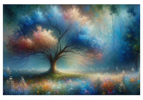 Tablou arborele vieții magic în ceață