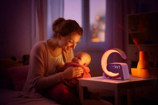 Lampă LED RGB dimabilă cu ceas deșteptător și încărcare Qi Immax 08987L 30W/230V argintiu