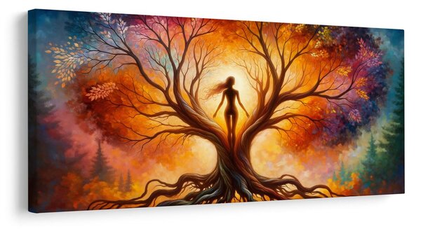 Tablou arborele vieții de toamnă cu siluetă