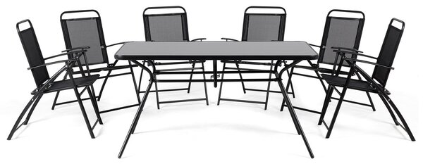 Set de masă pentru grădină Love (negru) (6 scaune). 1011670