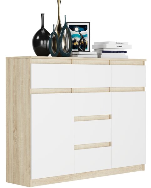 Comoda de design S-62D cu linii curate - diverse finisaje colorate Alb