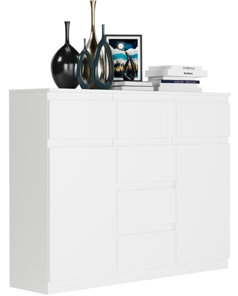 Comoda de design S-62D cu linii curate - diverse finisaje colorate Alb