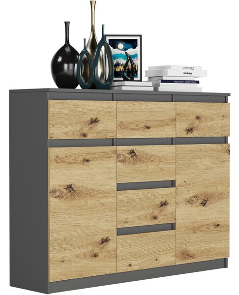 Comoda de design S-62D cu linii curate - diverse finisaje colorate Alb