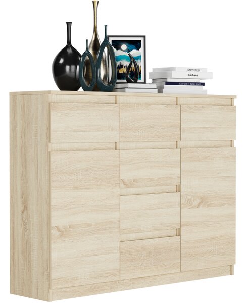 Comoda de design S-62D cu linii curate - diverse finisaje colorate Alb