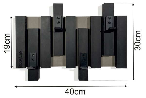Cârlig de perete negru pentru haine Šírka: 40 cm | Výška: 30 cm