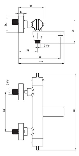 Therm Baterie pentru cadă, cu termostat Finisaj: Bronz periat BCH_C1BT
