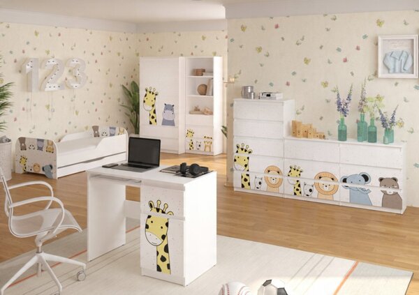 Pat pentru copii, cu design de animale, 160x80 cm