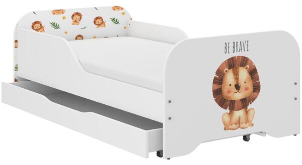Pat pentru copii 140 x 70 cm cu motiv de leu