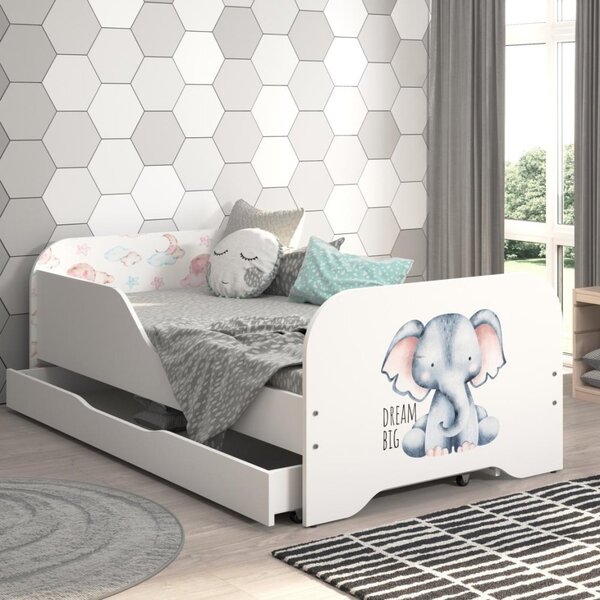 Pat pentru copii 140 x 70 cm cu elefant
