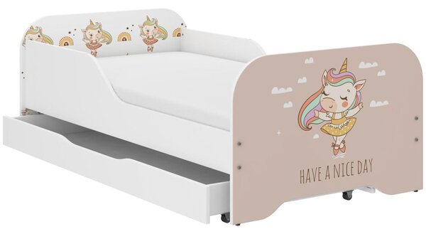 Pat pentru copii 140 x 70 cm cu motiv unicorn