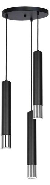 Lustră pe cablu NEST 3xGU10/8W/230V neagră/crom lucios