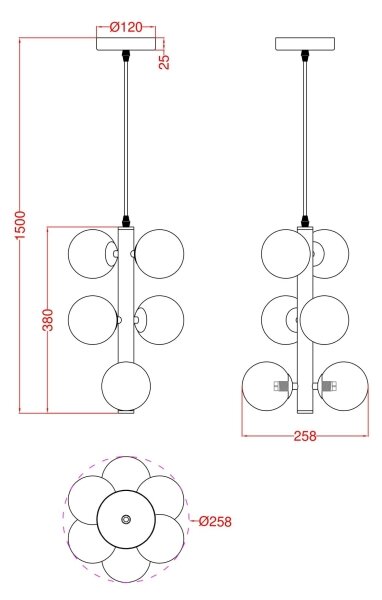 Lustră LED pe cablu Wofi 6014-605W VILLA 6xG9/3W/230V negru