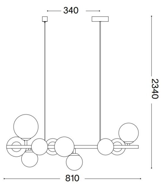 Ideal Lux - Lustră LED suspendată pe cablu PERLAGE, 10 x G9, 3 W, 230 V, 81 cm, auriu/fumuriu