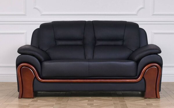 Canapea lemn masiv de birou Toronto 2 locuri Personalizabila, 162 × 90 × 88 cm - Negru