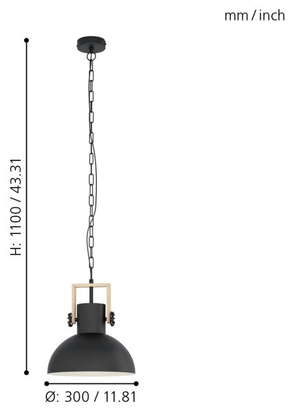 Eglo 44056 - Lustră pe lanț LUBENHAM 1xE27/28W/230V