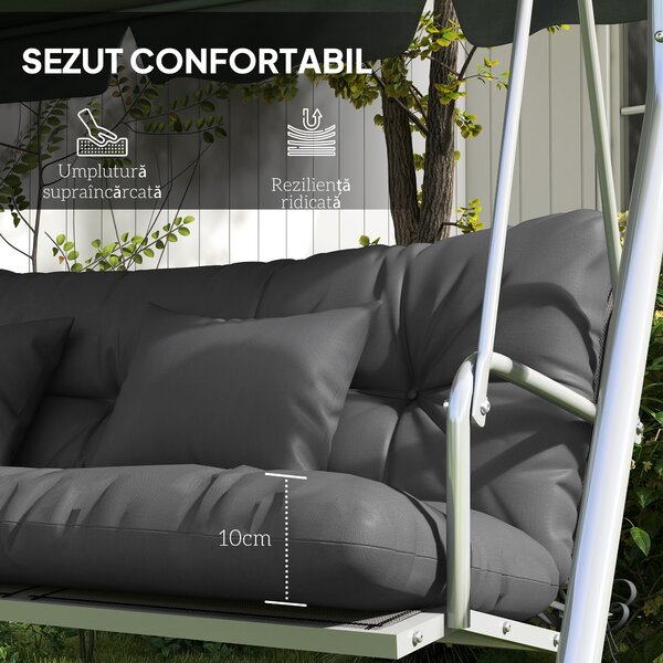 Outsunny Set de 4 Perne pentru Sezut si Spatar de Exterior, Inclusiv 2 Perne Decorative, Hidrofobe, pentru Canapea sau Leagan, Gri | Aosom Romania