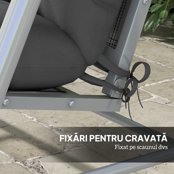 Outsunny Set de 4 Perne pentru Sezut si Spatar de Exterior, Inclusiv 2 Perne Decorative, Hidrofobe, pentru Canapea sau Leagan, Gri | Aosom Romania