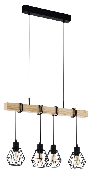 Eglo 44075 - Lustră suspendată pe cablu TOWNSHEND 4xE27/60W/230V