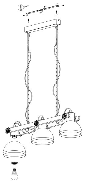 Eglo 43163 - Lustră pe lanț LUBENHAM 3xE27/28W/230V