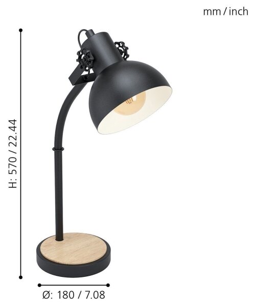 Eglo 43165 - Lampă de masă LUBENHAM 1xE27/28W/230V