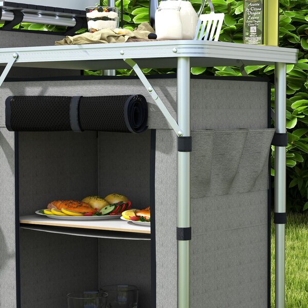 Outsunny Bucatarie de Camping Pliabila, Masa de Camping Portabila