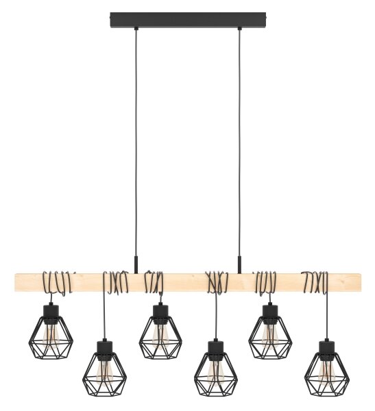 Eglo 44076 - TOWNSHEND, lustră suspendată pe cablu, 6 x E27, 60 W, 230 V