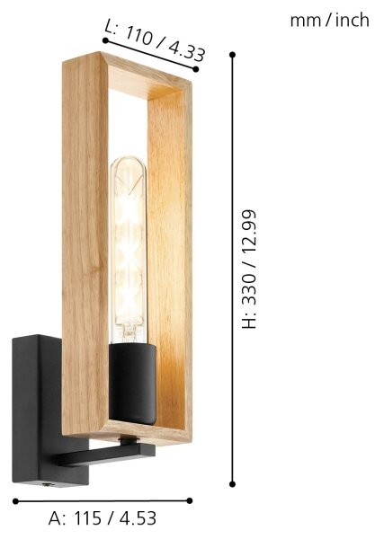 Aplica de perete Eglo LITTLETON 44055, 1xE27/60W/230V