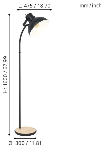 Eglo 43166 - Lampadar LUBENHAM 1xE27/28W/230V