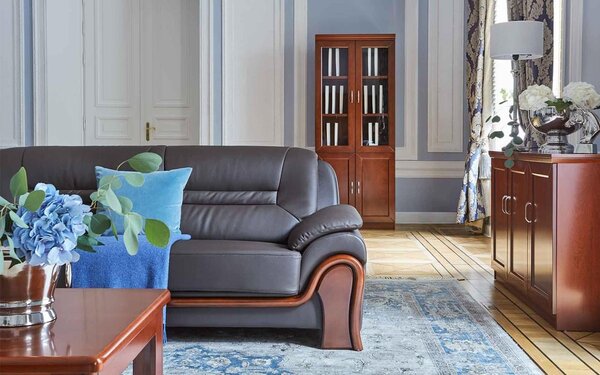 Canapea lemn masiv de birou Toronto 3 locuri Personalizabila, 215 × 90 × 88 cm - Negru