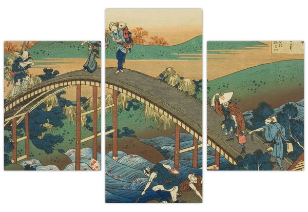 Tablou - Katsushika Hokusai, Ariwara no Narihirafrom the series One Hundred, Poems Explained by the Nurse (Hyakunin isshu uba ga etoki), reproducere (90x60 cm)