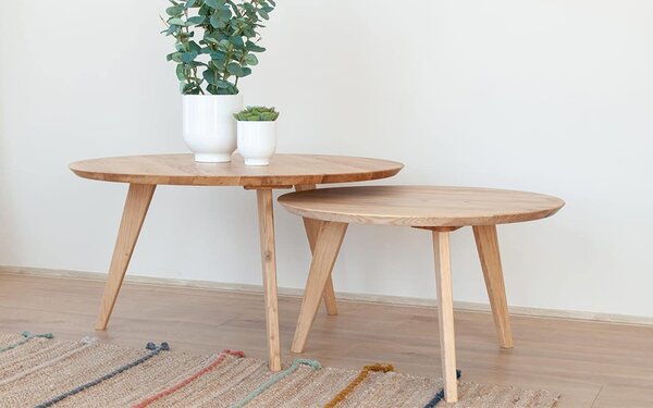 Masă stejar masiv Cafea Oscar Rotundă - ⌀70cm