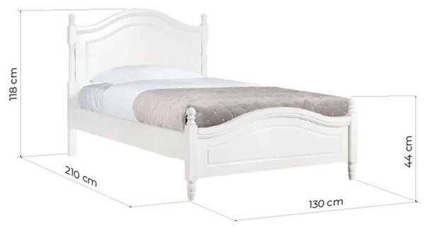 Pat lemn masiv alb Elizabeth Princess 120x200cm - Fara Somiera