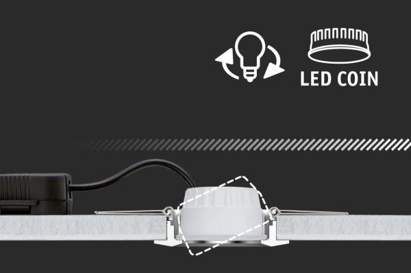Paulmann 93080 - Set 3x LED 6W IP23, spoturi încastrate COIN, dimabile, 230V