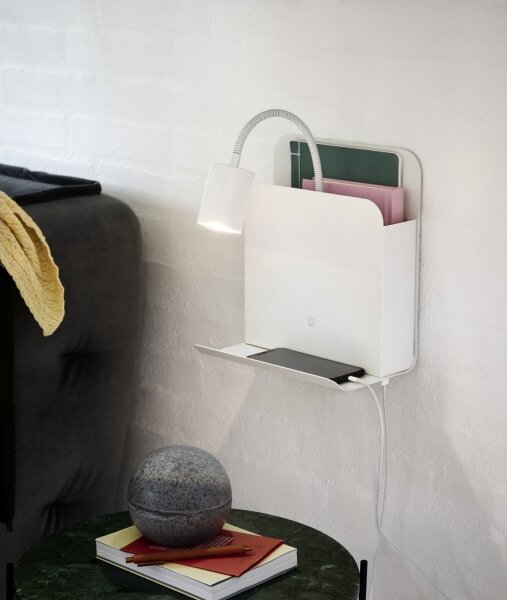 Nordlux - Aplica de perete ROOMI cu poliță și USB 1xGU10/8W/230V albă