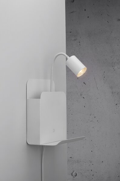 Nordlux - Aplica de perete ROOMI cu poliță și USB 1xGU10/8W/230V albă