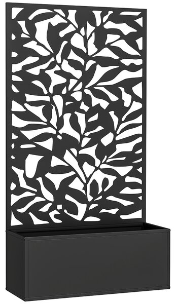 Outsunny Ghiveci cu spallier pentru plante cățărătoare din oțel, montare pe perete sau pe podea, 61x23x113 cm, negru | Aosom Romania