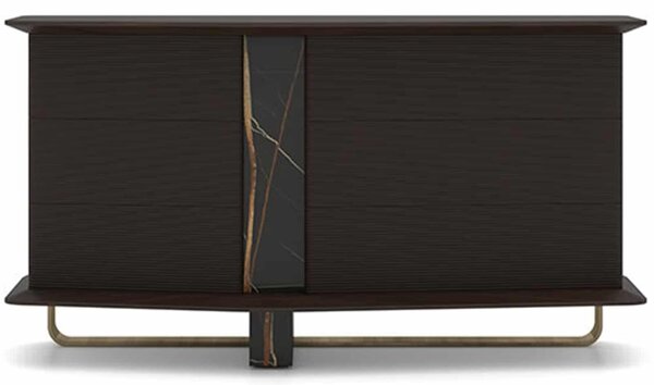 Comodă lemn masiv Maura Negru, 150 × 81 × 58 cm - Lemn