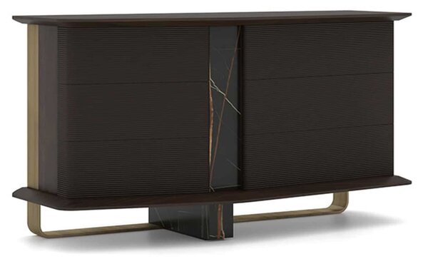 Comodă lemn masiv Maura Negru, 150 × 81 × 58 cm - Lemn