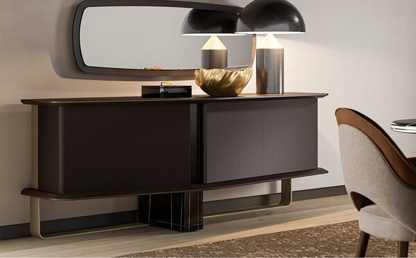 Bufet lemn masiv Maura Negru, 230 × 83 × 58 cm - Lemn