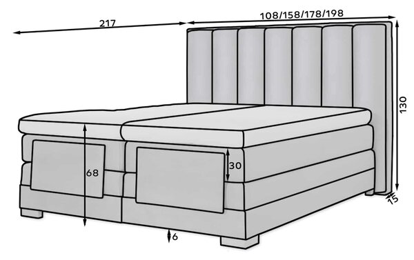 Pat Genoa cu Saltea, Topper, Electric Reglabil, Personalizabil - 160x200, BO-VER-06LO(WB1)