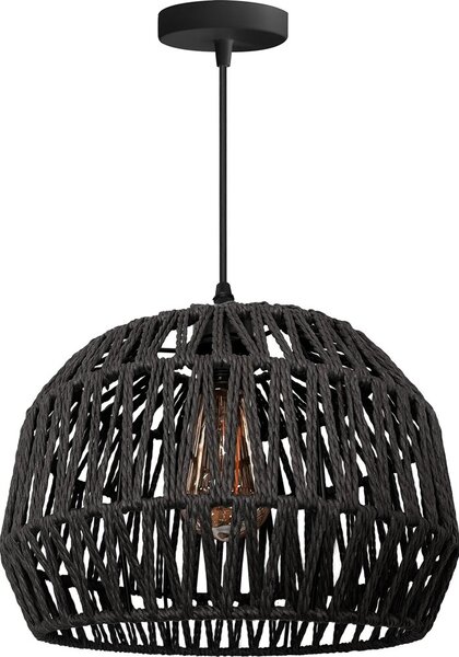 Lampă cu suspensie realizată din frânghie de iută Negru
