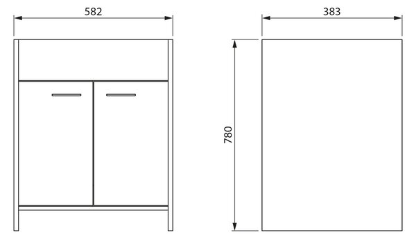 Aqualine Aqualine, Dulap chiuvetă 58.2x38.3x78cm, plastic, alb, PI28038