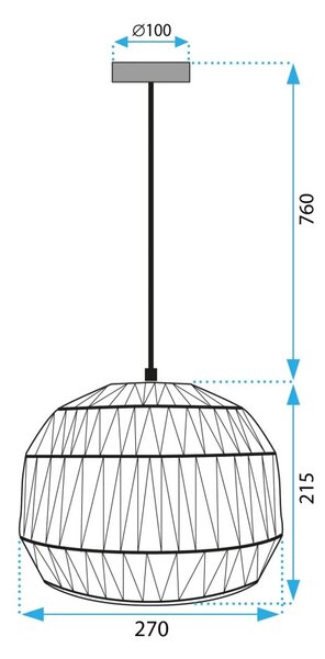 Lampă cu suspensie realizată din frânghie de iută Negru